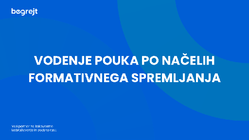 Vodenje pouka po načelih formativnega spremljanja